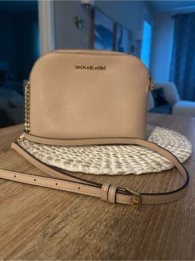 Michael Kors Nude Pink Leather Crossbody with Gold Hardware